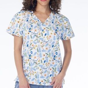NWT Women’s Large Blessed Floral Print Scrubfinity Scrub Top